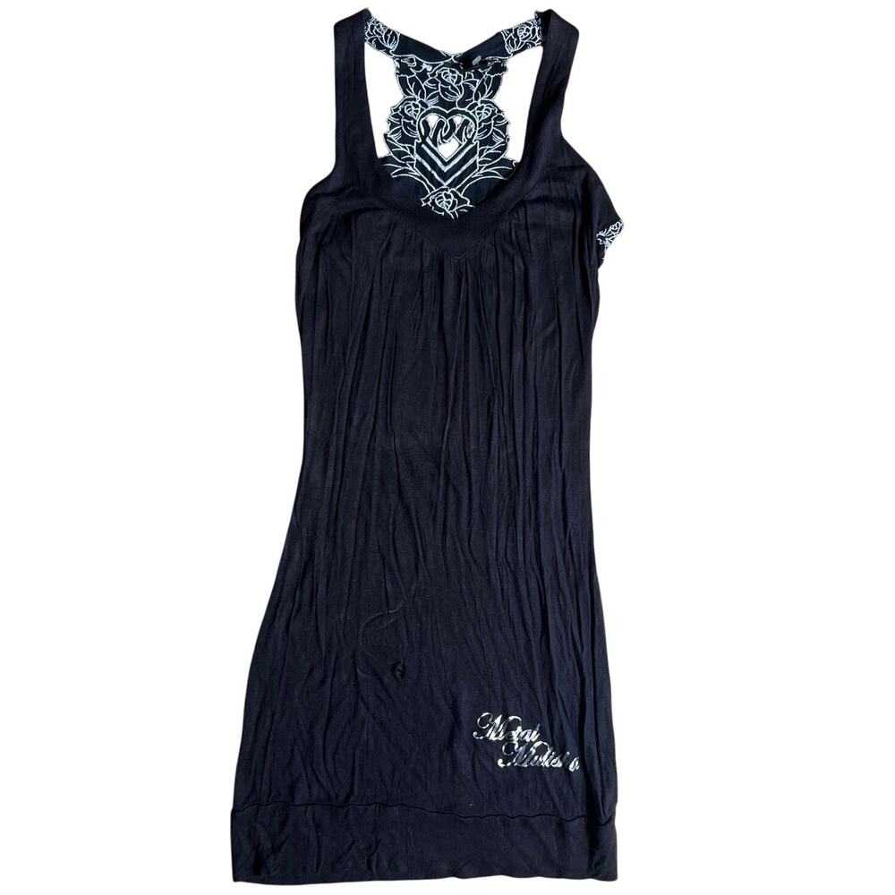 Metal Mulisha Women's "Rose/Heart" Racerback Tank Top Size Small Black